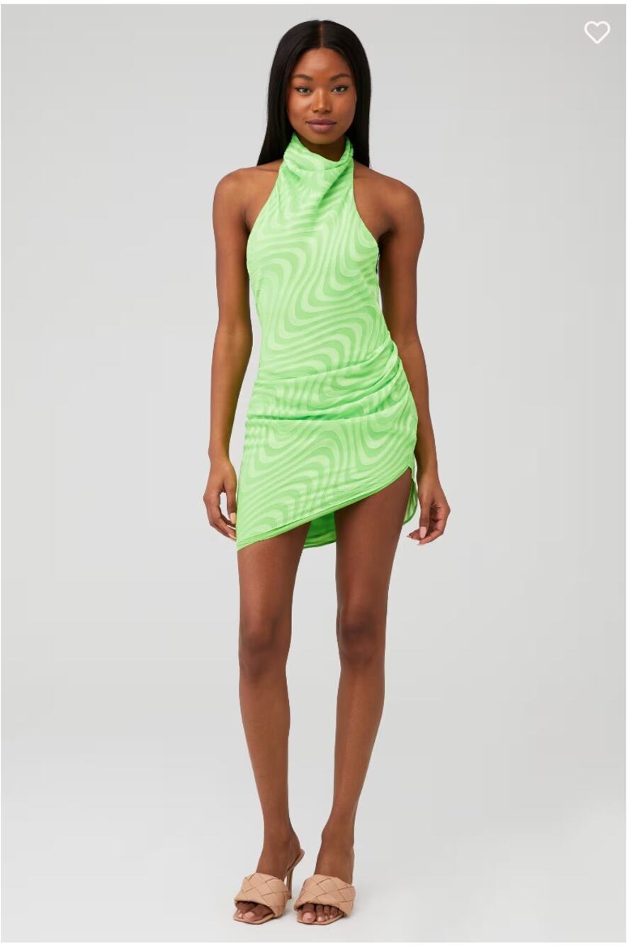 Amanda Uprichard Samba Dress in Lime Green. Size Large